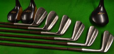 Fine and interesting set of Spalding Henry Cotton Open Golf Champion woods, irons, and putter and