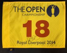 2014 Open Golf Championship pin flag signed by the winner - played at Hoylake and signed by the