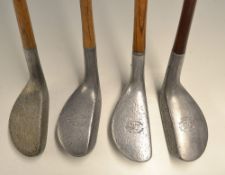 4x Mills Standard Golf Co alloy putters - fine left hand Braid Mills 1915 Medium Lie with very sharp