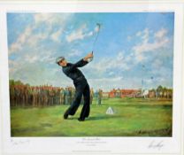 Fearnley, Alan and Gary Player signed golf print: "Gary Player on the 16th Tee - 1974 British Open-