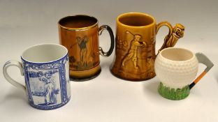 Collection of various golfing tankards and cups - to incl Sylvac golf ball cup; Arthur Woods