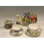 Interesting Collection of Golfing Bone China Tea pot, Plate, Tea Cup and Saucers, and Candle