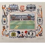'The MCC at Home' Colour Cricket Print signed by the artist Isabelle Brent, limited edition 47/