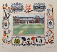 'The MCC at Home' Colour Cricket Print signed by the artist Isabelle Brent, limited edition 47/