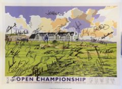 1999 Open Golf Championship poster profusely signed by 35 x Open Champions - a unique collection