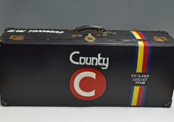 England MCC Cricket Tour Travel Case and 'Coffin Case' both marked with MCC colours and initialled