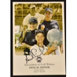Annika Sorenstam signed Golf Writers Annual Dinner Award 2004 -signed in full to the front cover -