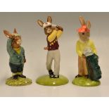 Collection of various Royal Doulton "Bunnykins" bone china golfing figures from 1984 onwards (3) -