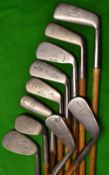 10x assorted golfing irons - Nicoll compact no. 4 iron; Nicoll jigger; Scott Elie no. 2 iron; Winton
