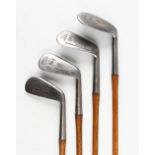 Fine set of 4x Hendry & Bishop Mitre Brand Cardinal irons - to incl driving iron, mid iron, mashie