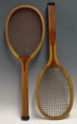 'Driva (Champion) William & Co Paris Tennis Racket with convex wedge, stamped 14 ½ to the handle