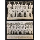2x 1956 Ashes England & Australia Postcards two black and white team photographs from the 1956