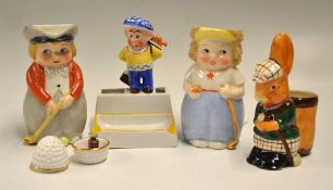 Interesting collection of various golfing ceramic items (5)- to incl Beswick Bunny Golfing figure