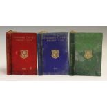 Yorkshire County Cricket Club 1911, 1912 and 1913 Year Books - bound in red, blue and green boards