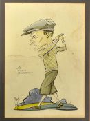 MAC - cartoonist (penname) Watercolour signed - caricature Sir Ernest Holderness(Walton Heath) (