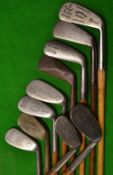 10x assorted irons from niblicks to mid irons - Abe Mitchell niblick; Andrew Galloway Baberton