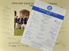 1984/85 England Tour to India & Australia Signed Cricket Photograph with signatures in pencil to the