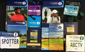 Interesting collection of 5x Open Golf Championship programmes, armbands, stroke savers and