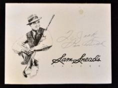 Sam Snead US Open and Masters Golf Champion signed golfing dinner menu - signed on the cover of "Sam