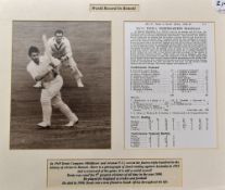 Denis Compton 'World Record in Benoni' Cricket Print Display with image depicting an action scene