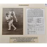 Denis Compton 'World Record in Benoni' Cricket Print Display with image depicting an action scene