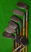 8x mostly niblick golf irons - Wright & Ditson St Andrews; H Cook mussel back; Zenith with stamp