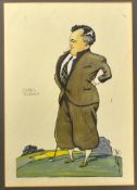 MAC - cartoonist (penname) Watercolour signed - caricature Cyril Tolley (Amateur Golf International)