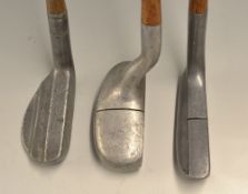 3x interesting alloy putters - Rex Model narrow head with inlaid sole lead weighting; Noirit Walsall