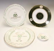 Four Staffordshire County Cricket Ceramic Commemorative Items to include three plates James & Tatton