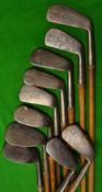 10x golfing irons - a good cross section incl 2x niblicks a no.71 model by Forgan another by C