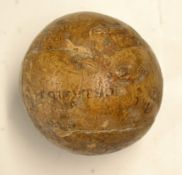 Rare and early named Robertson leather feather filled golf ball c.1800 - the ball is stamped