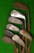 8x various golf irons - Forgan Scotia driving iron, Tom Stewart mid iron, Hendry & Bishop mashie