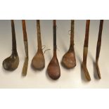 Interesting collection of scare head woods and irons (7) - incl 2x Thornton brassie and driver, T