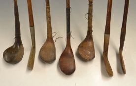 Interesting collection of scare head woods and irons (7) - incl 2x Thornton brassie and driver, T