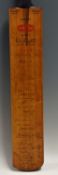 Australia and England Signed Cricket Bat c.1953 with signatures such as Lindwall, Hassett, Davidson,