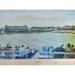 'England v Australia Centenary Test, Lords' Signed Print by Arthur Weaver, 1980 signed by artist and