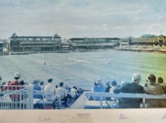 'England v Australia Centenary Test, Lords' Signed Print by Arthur Weaver, 1980 signed by artist and