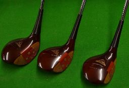 Fine set of Macgregor MT persimmon woods c.1960's - nos 1,3&4 with MT stamped to the crown -