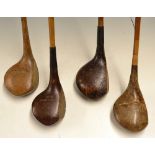 4x assorted woods - Gibson "Co-met" large spoon with the "S" brass inlaid sole insert with the Pat