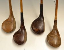 4x assorted woods - Gibson "Co-met" large spoon with the "S" brass inlaid sole insert with the Pat