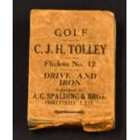 Scarce C.J.H. Tolley Flicker Golf Book - titled Drive and Iron Flicker No.12 published by A G