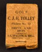 Scarce C.J.H. Tolley Flicker Golf Book - titled Drive and Iron Flicker No.12 published by A G