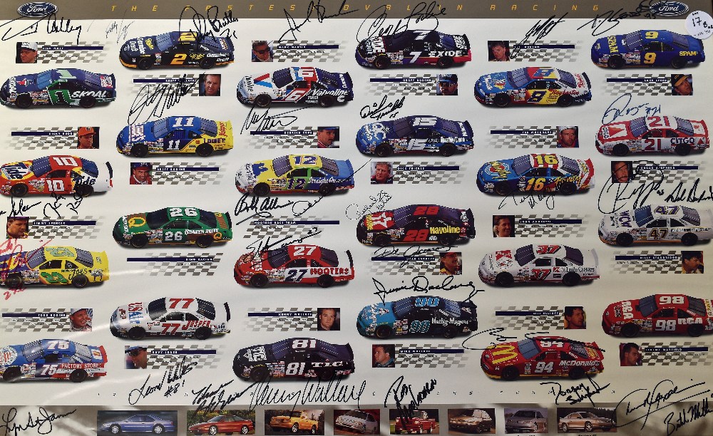 Motor Racing - Nascar 'Ford - The Fastest Oval in Racing' Manufacturers Championship Signed Poster - - Image 2 of 2