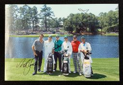 US Masters Golf Championship signed photograph - signed by Faldo, Rose & Poulter each with their