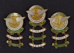 Cradley Heath Speedway Supporters Club 1950-1952 Enamel Badges include 3x badges and 7x date bars,
