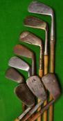 9x various mashies, niblicks and irons - Kenbar niblick; Olympic mashie niblick; Anderson mashie; 2x