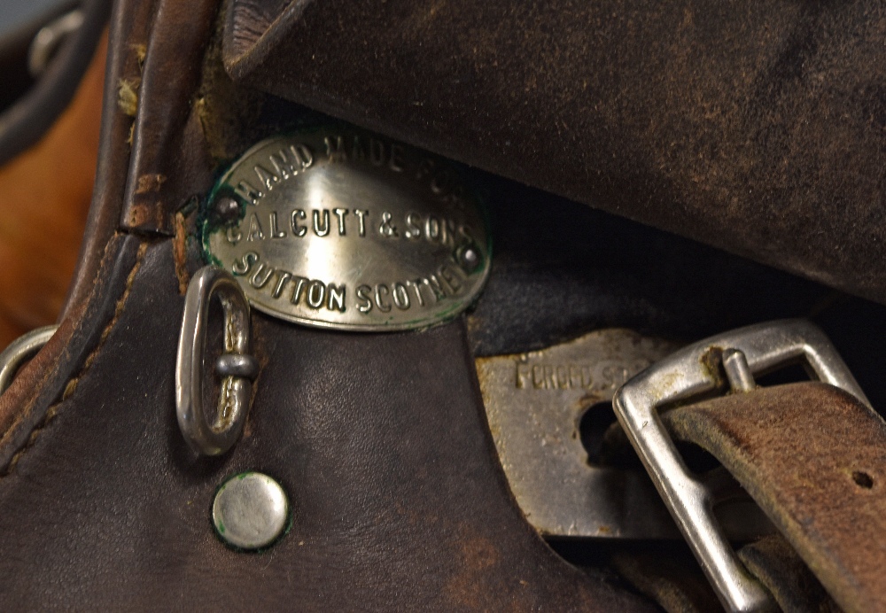 Equestrian - Calcutta & Sons Saddle measures 16" marked 'Spring Tree' comes with stirrups - marks - Image 2 of 2