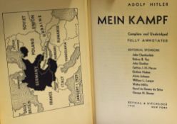 Adolf Hitler - Mein Kampf American Edition 1940 - New York: Reynal & Hitchcock, complete and