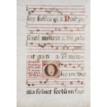 Late 15th Century Antiphonal - a large Spain, mss leaf. vellum leaf, text in black and red, large