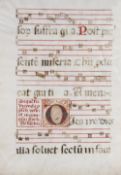 Late 15th Century Antiphonal - a large Spain, mss leaf. vellum leaf, text in black and red, large